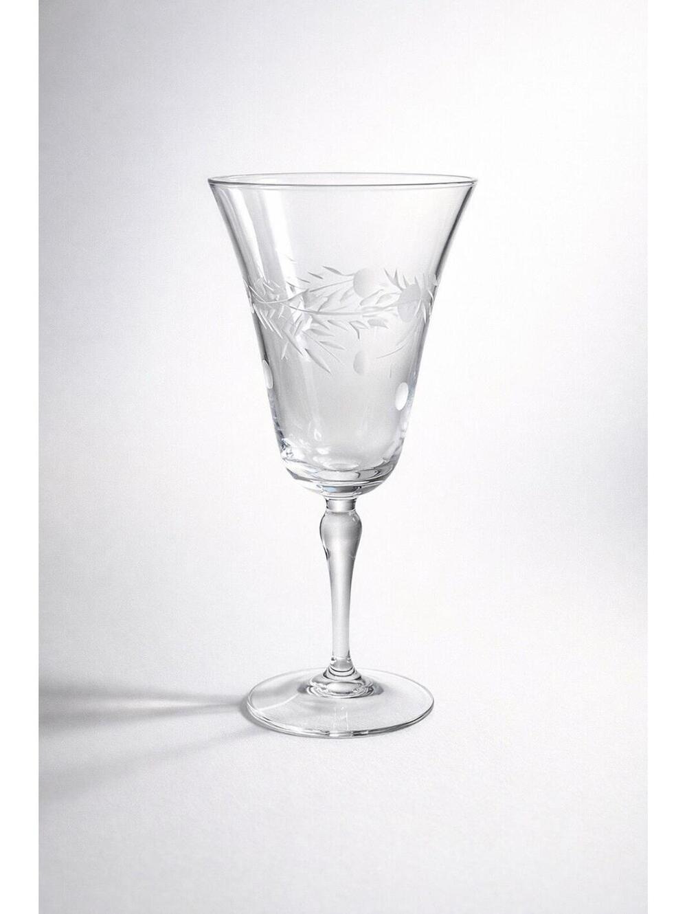 Vintage Etched Crystal Wine Glass
